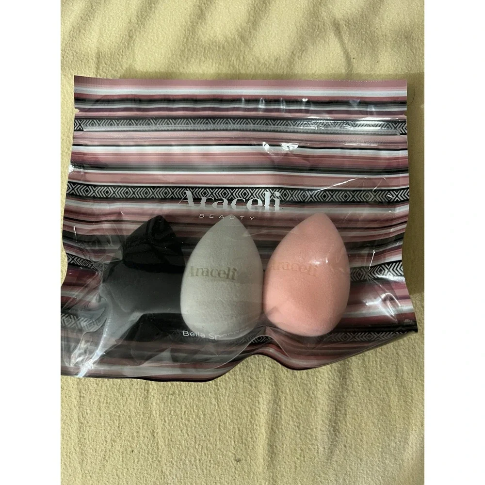Araceli Beauty 3‎ Pack Bella Makeup Sponge Set of Black Gray Pink - NEW SEALED
